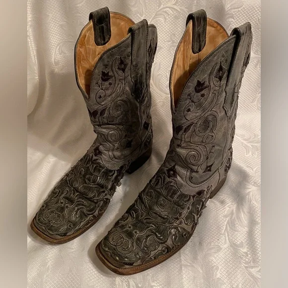 Men’s Corral Vintage leather embroidered square toe western boots. Size 11.5D - Picture 6 of 16